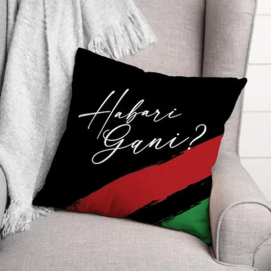 Habari Gani Strokes Kwanzaa Throw Pillow {3}