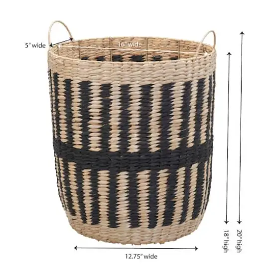 Household Essentials 20" Black & Natural Cattail & Paper Pillar Basket {5}