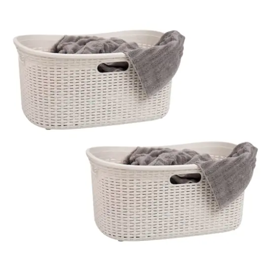 Mind Reader 40L Ventilated Laundry Basket with Cut Out Handles, 2ct. Ivory {1}