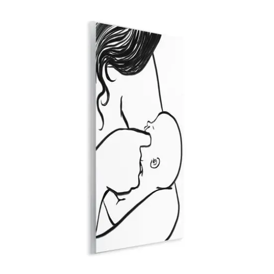 Stupell Industries Mother Nursing Child Portrait Minimal Black White Wall Plaque Art {4}