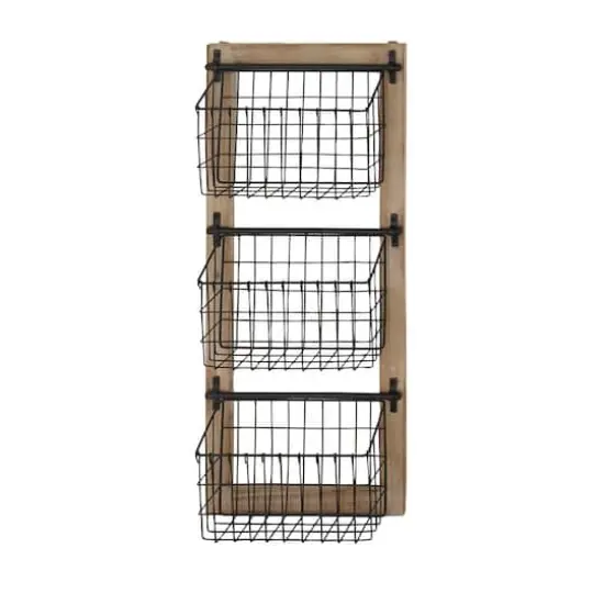 34" Black Metal Farmhouse Magazine Rack {3}