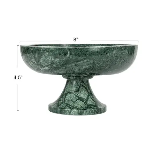 Hello Honey&reg; 8" Green Marble Footed Pedestal Bowl {4}