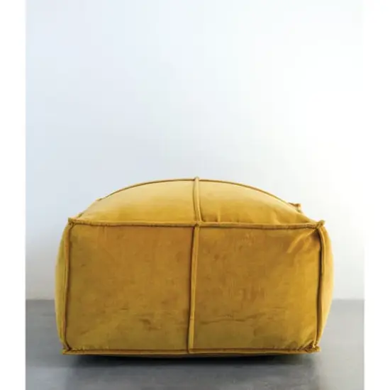 Hello Honey&reg; 24" Square Cotton Velvet Pouf Yellow {5}