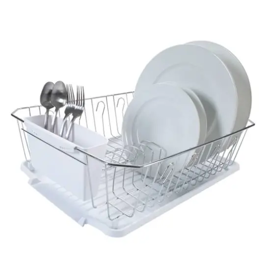 Kitchen Details White 3-Piece Chrome Dish Rack Set {4}