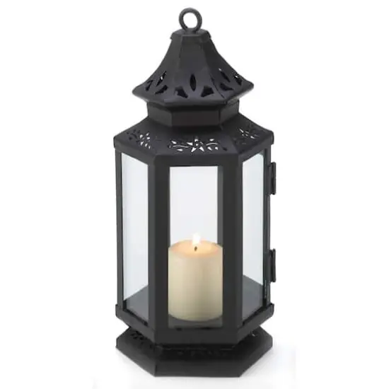 8" Black Metal Stagecoach Lantern {1}