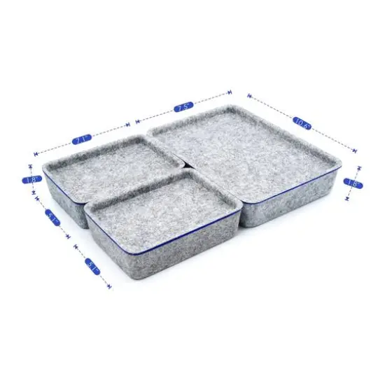 Welaxy Felt 3 Piece Drawer Organizer Bins with Lids Classic Blue {7}