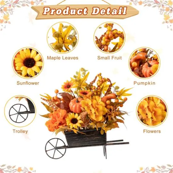 Glitzhome&reg; 14" Fall Floral Cart Centerpiece {7}