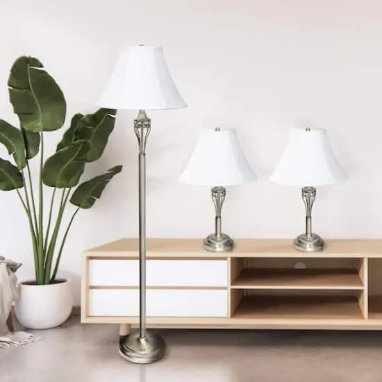 Lalia Home Antique Brass Table and Floor Lamp Set {5}