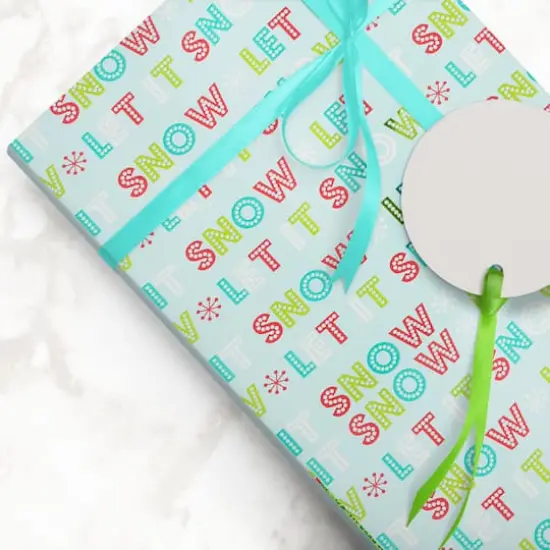 JAM Paper Light Blue Let it Snow Gift Wrap {5}