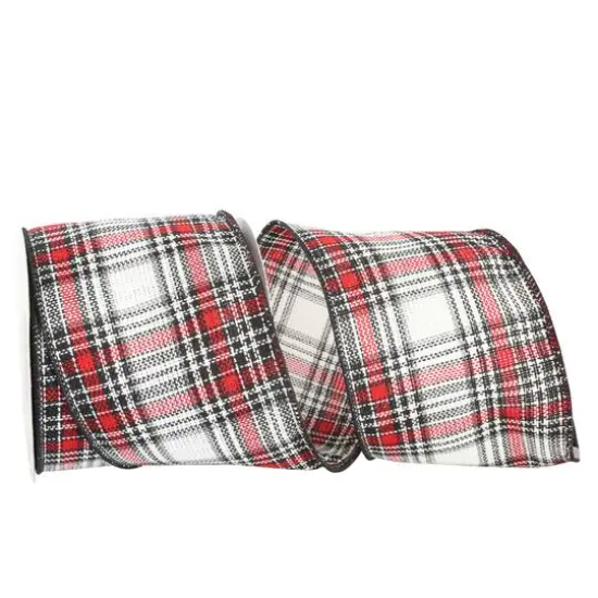 JAM Paper 4" x 10yd. Wired Lauren Stitches Plaid Ribbon {1}