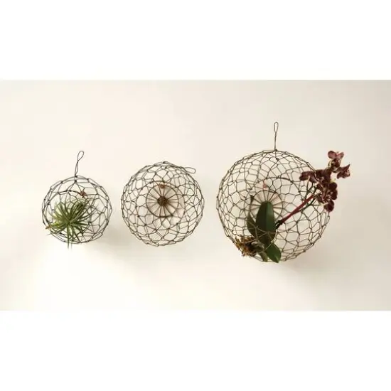Hello Honey&reg; Brown Round Wire Hanging Baskets Set {3}