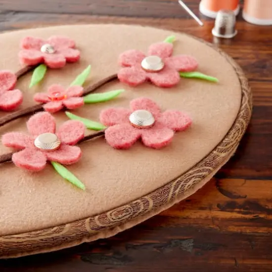 Anchor&reg; 11.5" Faux Wood Oval Embroidery Hoop & Frame {3}