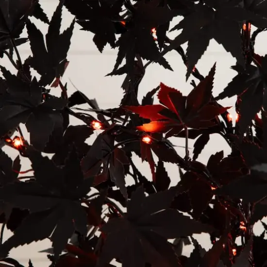 6ft. Pre-Lit Artificial Halloween Black Maple Tree with 300 Orange & Purple LED Lights {5}