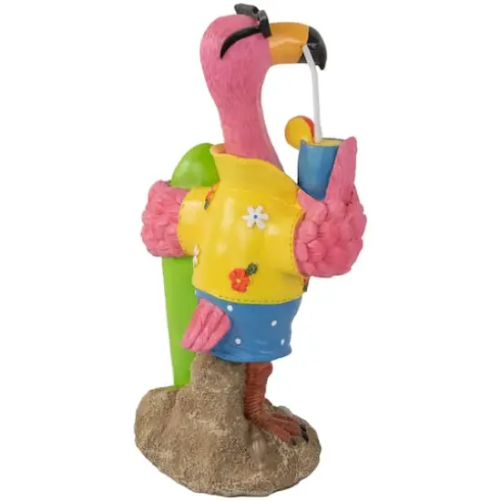 11.5" Tropical Pink Flamingo Outdoor Garden Statue {6}