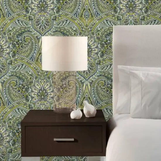 RoomMates Swept Away Green Peel & Stick Wallpaper {4}