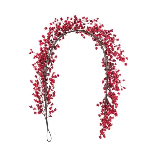 Glitzhome&reg; 6ft Christmas Red Berries Garland {8}