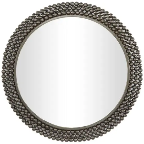 CosmoLiving by Cosmopolitan Black Metal Ball Wall Mirror with Beaded Detailing 32" x 1" x 32" {1}
