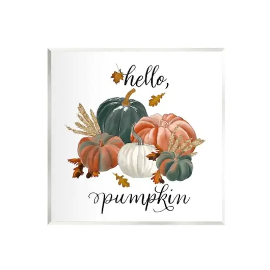 Stupell Industries Hello Pumpkin Fall Harvest Wall Plaque Art {1}