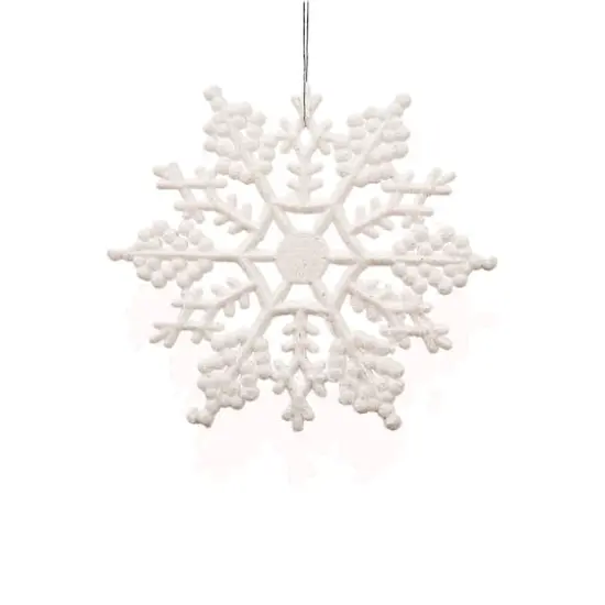 24ct. 4" White Glitter Snowflake Christmas Ornaments {1}