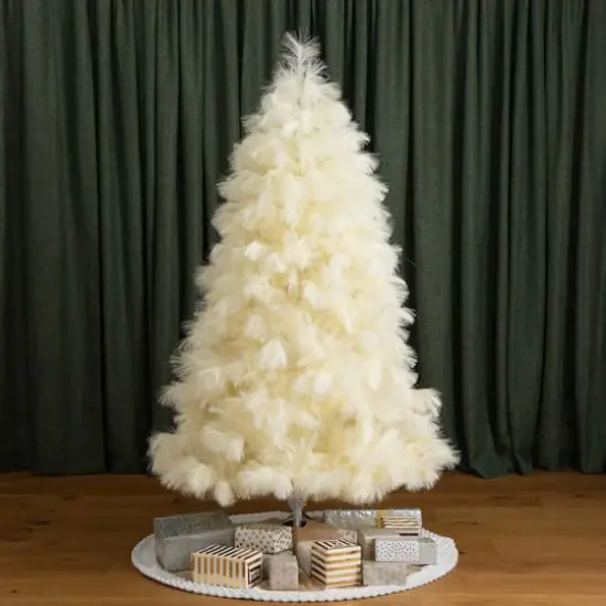 6ft. Unlit Off-White Pampas Grass Artificial Christmas Tree {10}