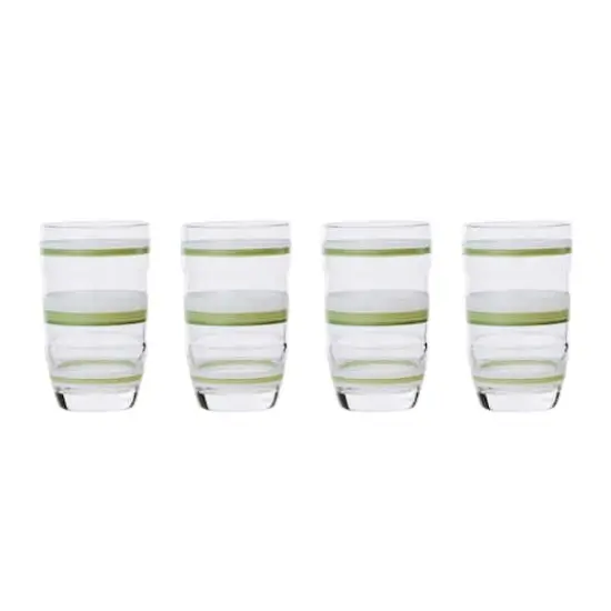 Hello Honey&reg; 5" Green & White Striped Drinking Glass, 4ct. {1}