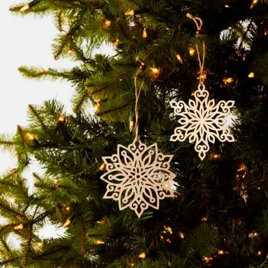 Wood Cut-Out Snowflake Ornaments Set {3}
