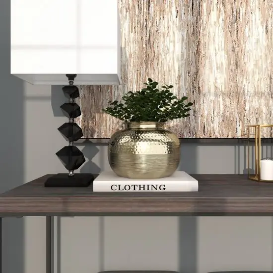 7" Gold Aluminum Brushed Vase with Hammered Top {11}