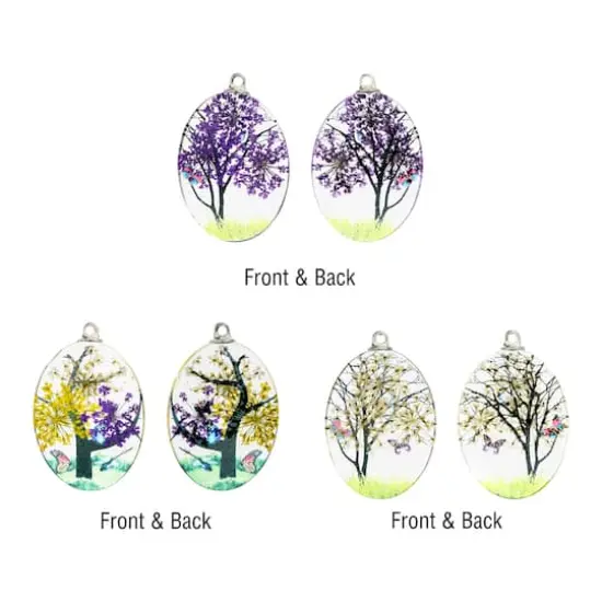 John Bead 30mm x 40mm Dried Flower Assorted Pendants {3}