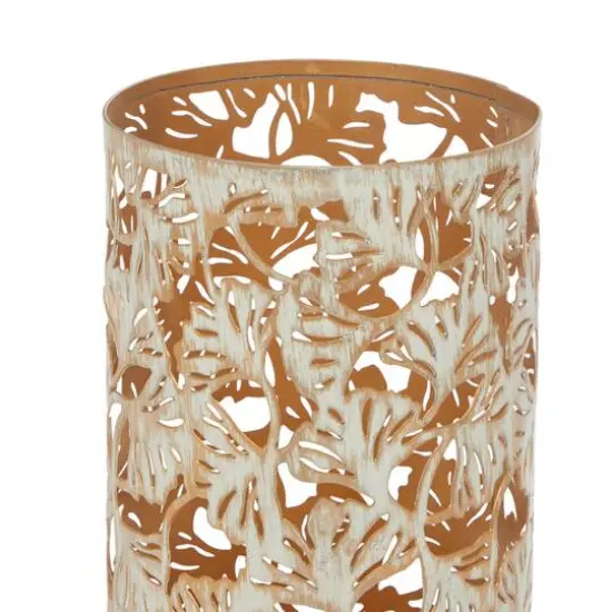 Set of 3 Metal Eclectic Lantern, 6", 9", 12 Fan Leaf {5}