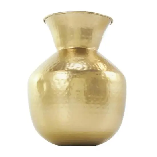 13" Gold Hammered Texture Metal Vase {9}