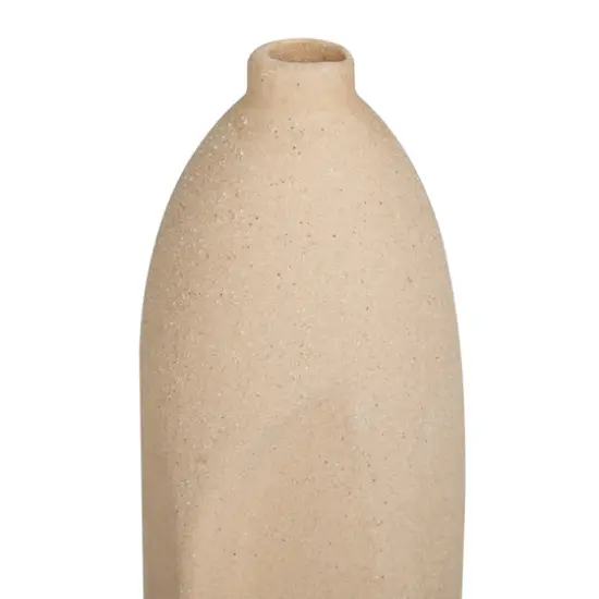 Set of 2 Beige Stoneware Contemporary Vase, 19" x 5" x 5" {5}