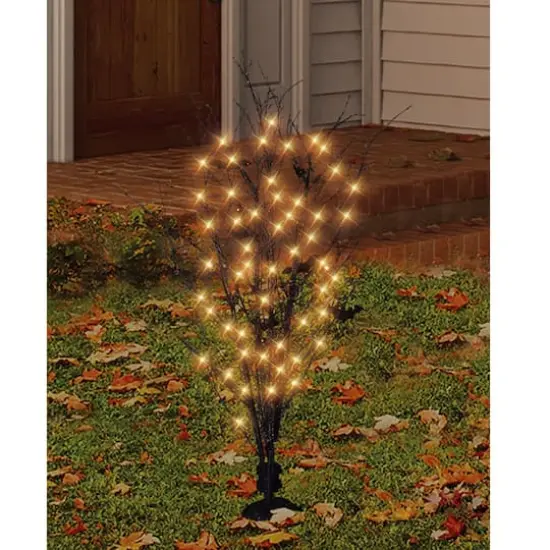 4.2ft. Pre-Lit LED Black Bamboo Halloween Tree {3}