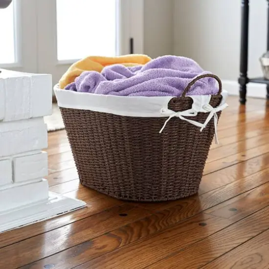 Household Essentials Paper Rope Woven Oval Laundry Basket {3}
