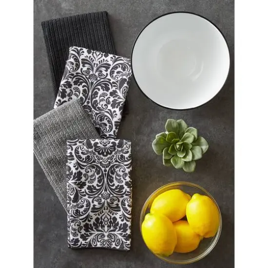 Black Damask Microfiber Dishtowel, 4ct. {9}