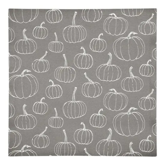 Gray Pumpkin Pattern Cotton Twill Napkin {1}