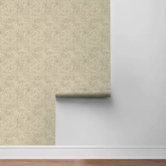 Tommy Bahama Zebra Leaf Peel & Stick Wallpaper Linen {7}