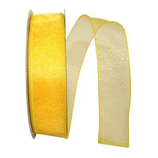 JAM Paper 1.5" x 50yd. Sheer Wired Ribbon Emerald {2}