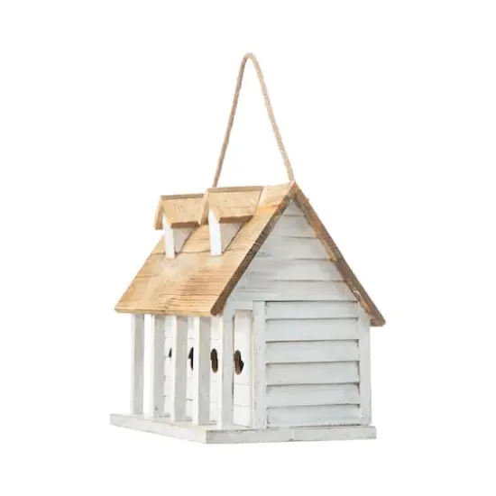 Glitzhome&reg; 14.25" Retro White Distressed Cottage Birdhouse {6}