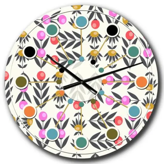 Designart 'Retro Abstract Floral Design Xi Mid-Century Modern Wall Clock {1}