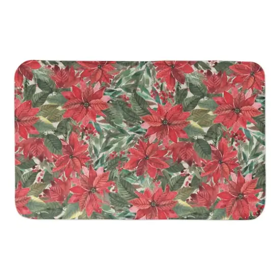 Poinsettia Pattern Bath Mat {1}