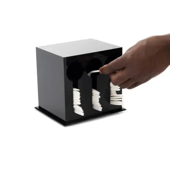 Mind Reader Black 3 Compartment Plastic Utensil Dispenser & Cutlery Organizer {7}