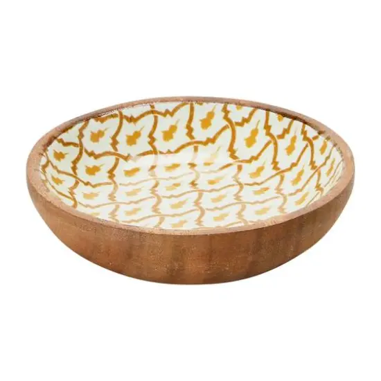 Hello Honey&reg; Enameled Acacia Wood Print Bowls Set {6}