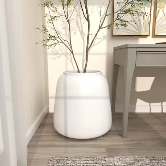 20" White Modern Wide Floor Vase {7}