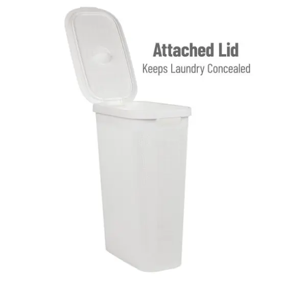 Mind Reader 23.5" Plastic Slim Laundry Hamper White {6}