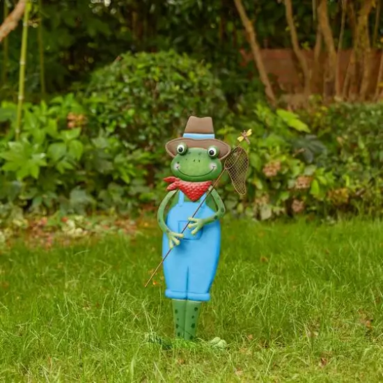 Glitzhome&reg; 36" Metal Standing Frog Yard Stake {7}