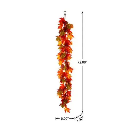 Glitzhome&reg; 6ft. Fall Lighted Maple Leaves Garland with Timer {16}