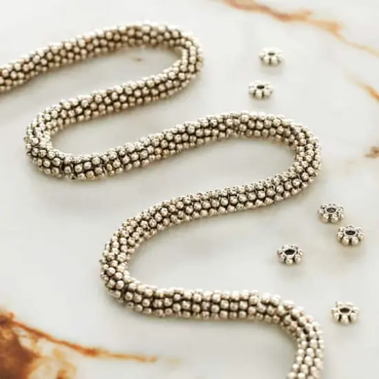 Silver Small Dot Rondel Metal Beads, 4mm by Bead Landing&trade; {3}
