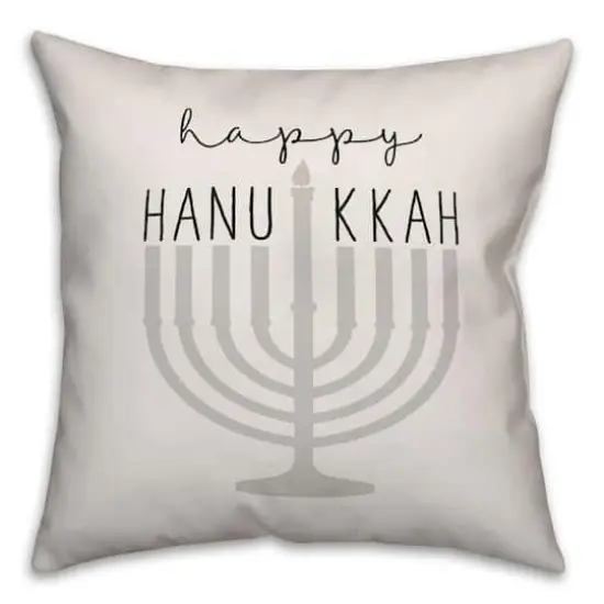 Happy Hanukkah Menorah 18x18 Spun Poly Pillow {3}
