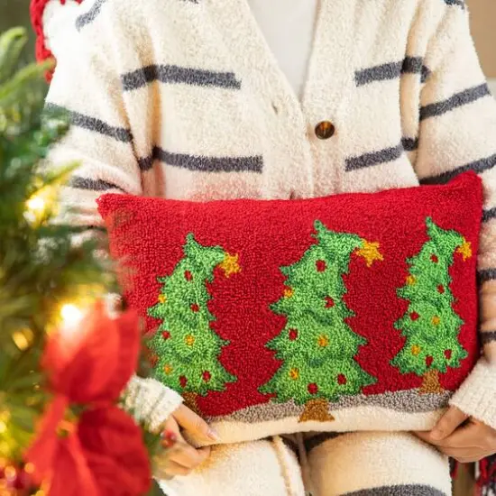 Glitzhome&reg; 18" Hooked Bent Trees Pillow {5}