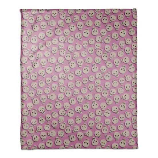 Pinky Skull Pattern Fleece Blanket {1}